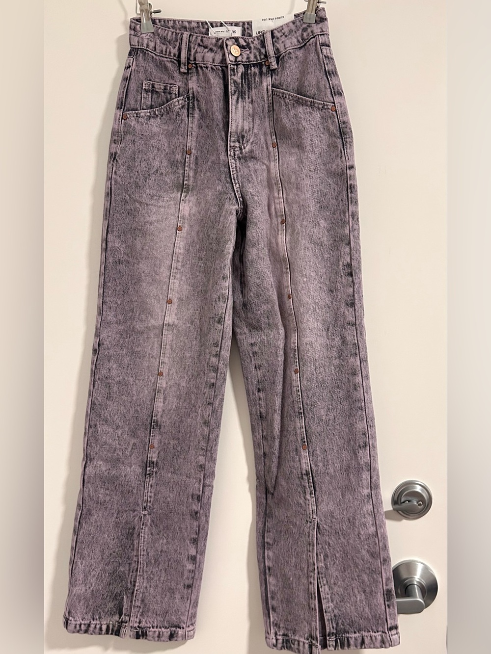 High-Rise Washed Purple Wide-Leg Jeans